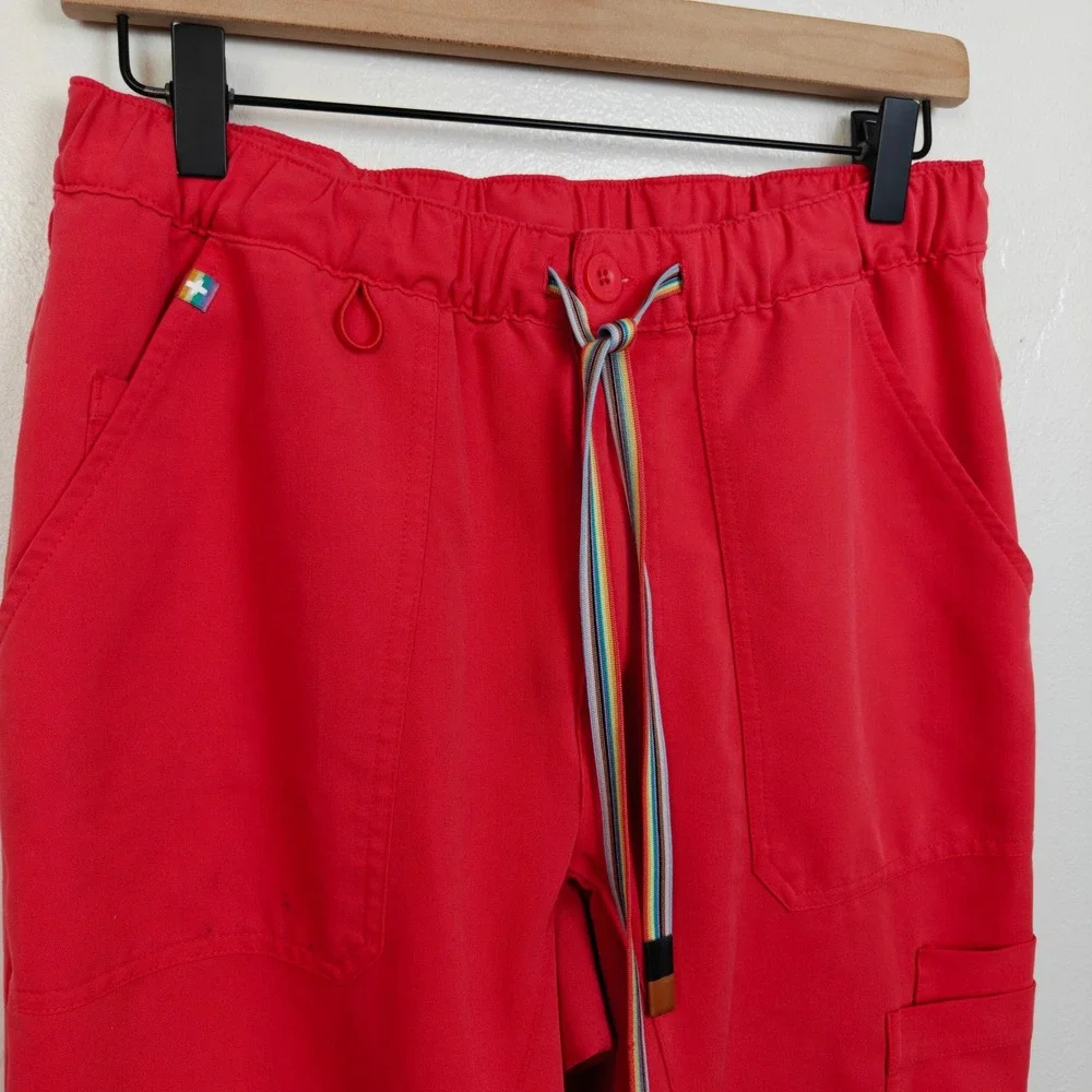 Figs Mens Tansen Technical Collection Scrub Pants Small Red Rainbow Pride